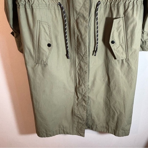 ZARA Sz M-L Trench Hooded Full Zip Snaps  Drawstring Military Cargo Style Coat - Picture 5 of 15